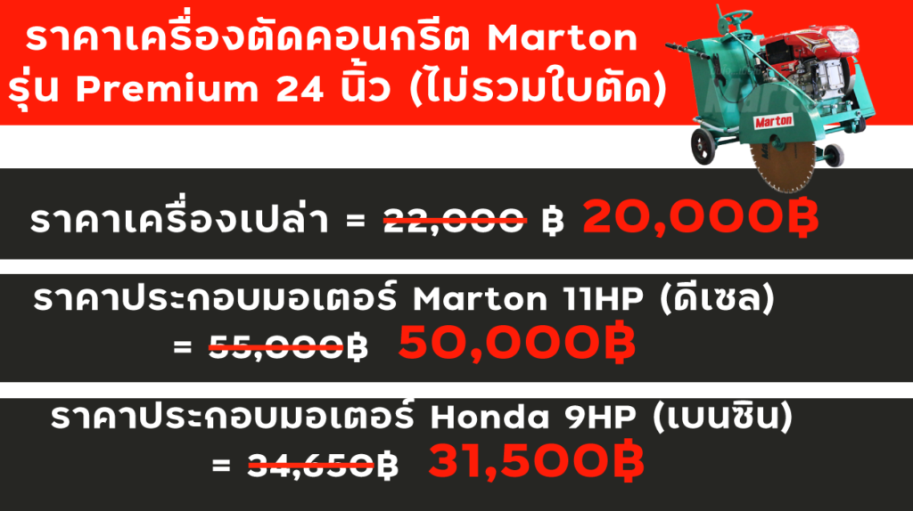 ราคาเครื่องตัดคอนกรีต-Marton-รุ่นpremium24นิ้ว(ไม่รวมใบตัด)
